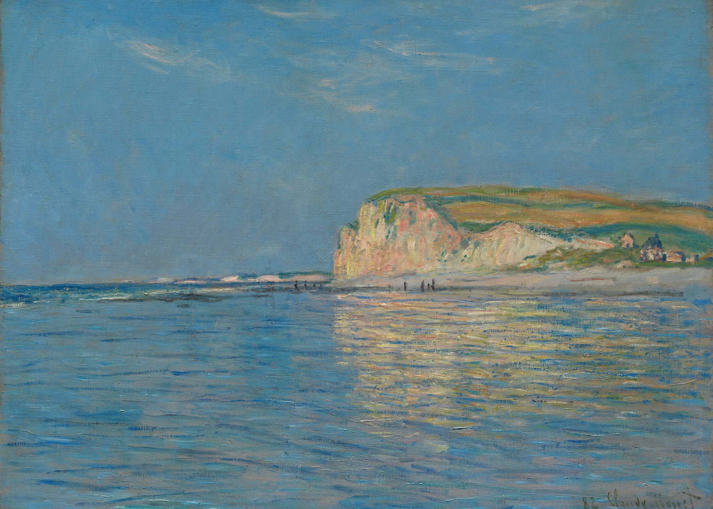 Painting of a coastal scene with a cliff and body of water