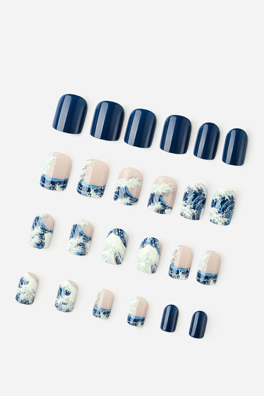 KATSUSHIKA HOKUSAI GREAT WAVE OFF KANAGAWA – SQUARE PRESS-ON NAILS