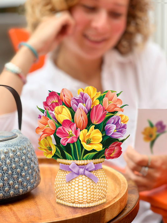 Mini Festive Tulips Pop-Up Greeting Card