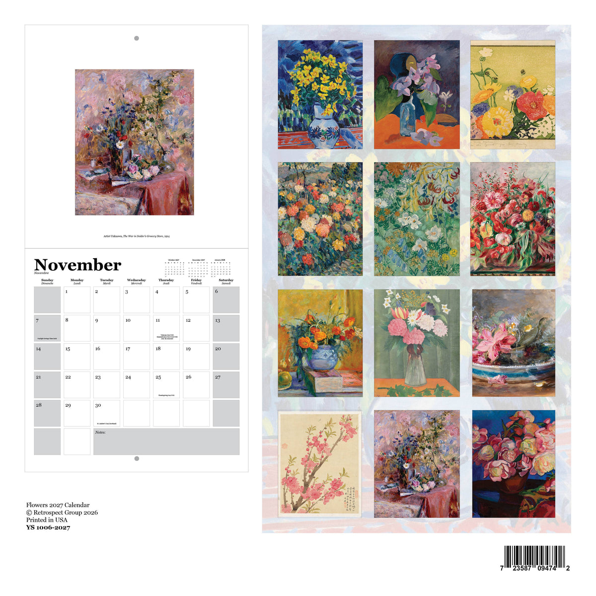 Flowers Wall Calendar 2027