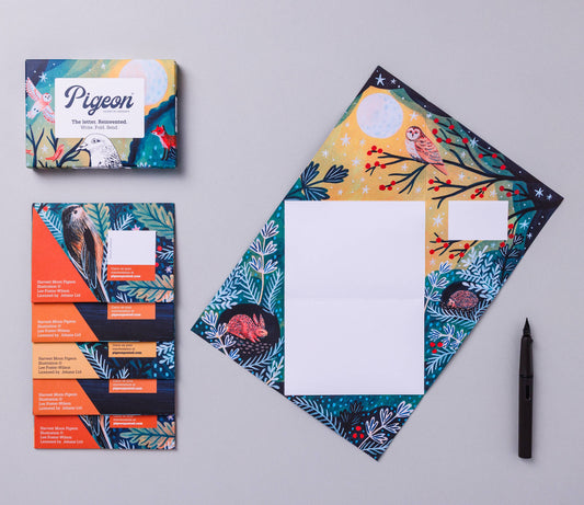 Harvest Moon Pigeon Folding Holiday Greeting Cards Set