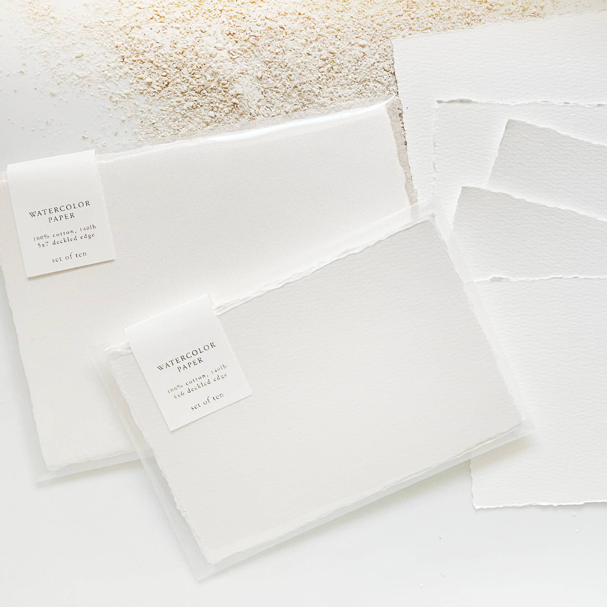Watercolor Cotton Deckled Edge Paper Sets