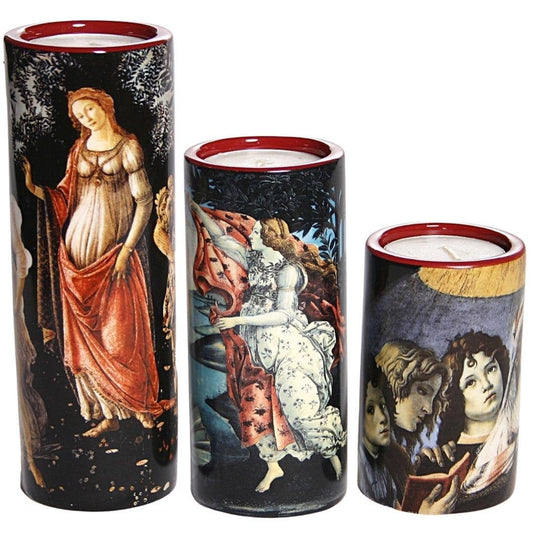 Botticelli Women Venus Three Graces Mary Tealight Ceramic Candleholder Set of Three 5.9H