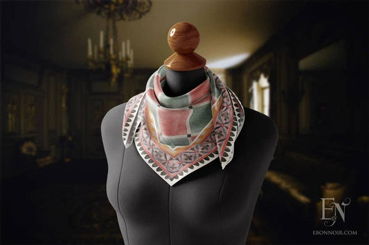 Palazzo Della Leonessa Frescoed Harlequin, Luxurious Square Scarf/Wrap/Boho Shawl, Made to Order, Handmade and Cruelty-Free