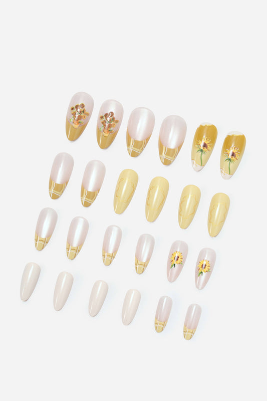 VAN GOGH SUNFLOWERS – ALMOND PRESS-ON NAILS