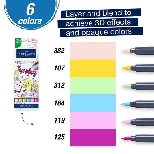 Goldfaber Sketch Markers, Kawaii - Wallet of 6