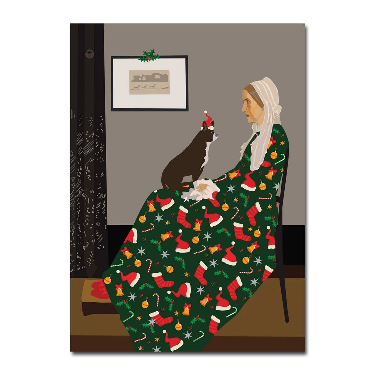 James Whistler Arrangement with Pup Holiday Card