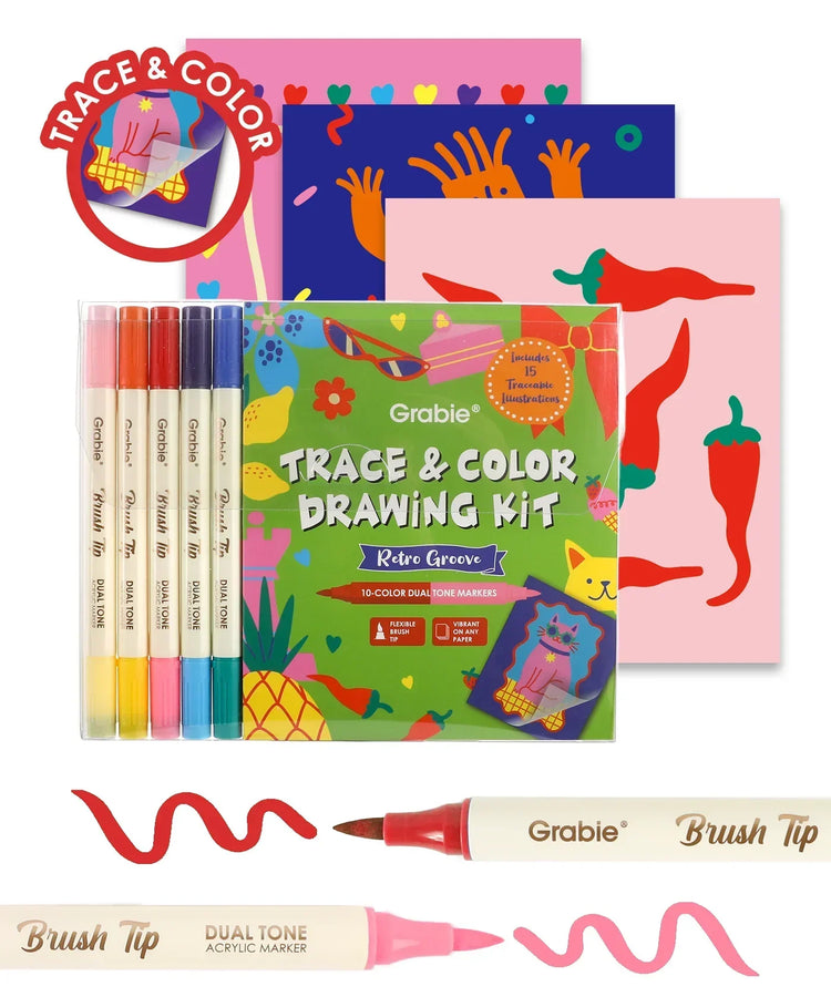 Trace & Color Drawing Kit- Retro Grove