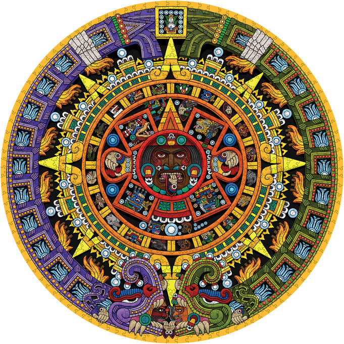 Michael Angulo: Aztec Sun Stone 1000-Piece Circular Jigsaw Puzzle