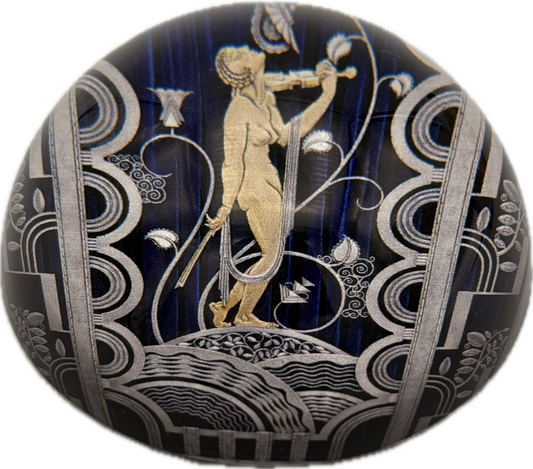 Muse with Violin Screen Glass Paperweight
