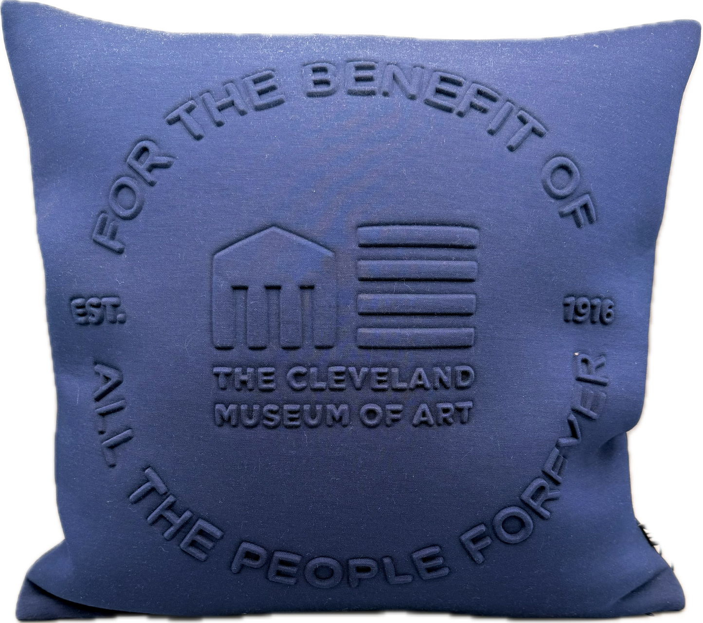"For the Benefit" Embossed Cushion Indigo Blue