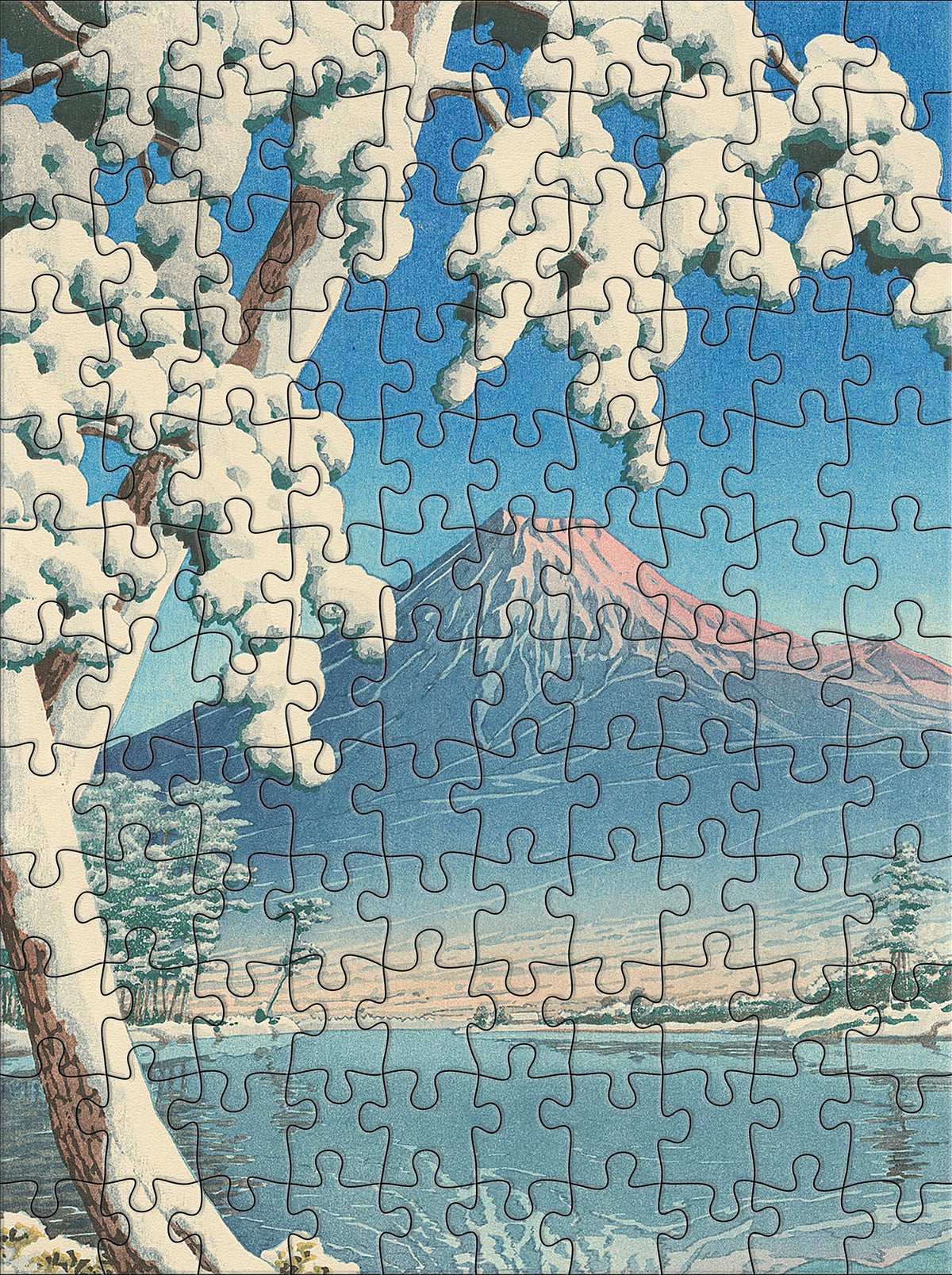 Kawase Hasui: Snowfall 120-Piece Double-Sided Jigsaw Puzzle Set