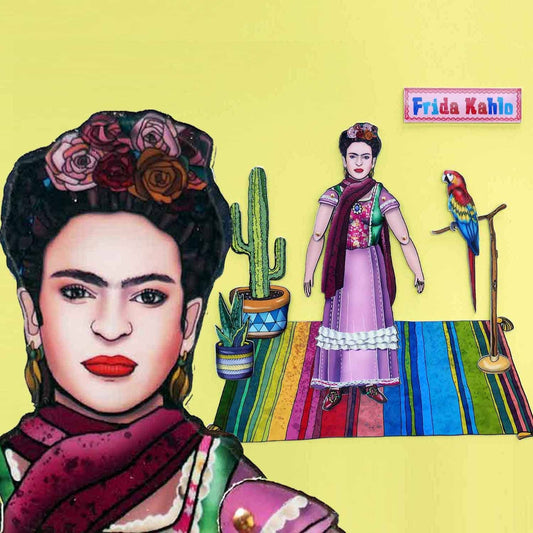 Articulated Magnet Doll Or Set Frida Kahlo | Celebrity Paper Doll | Mexican Artist: Deluxe - Magnet Set