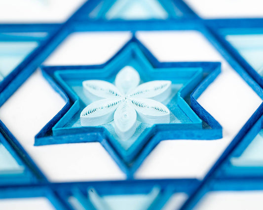 Quilled Blue Star of David Greeting Card