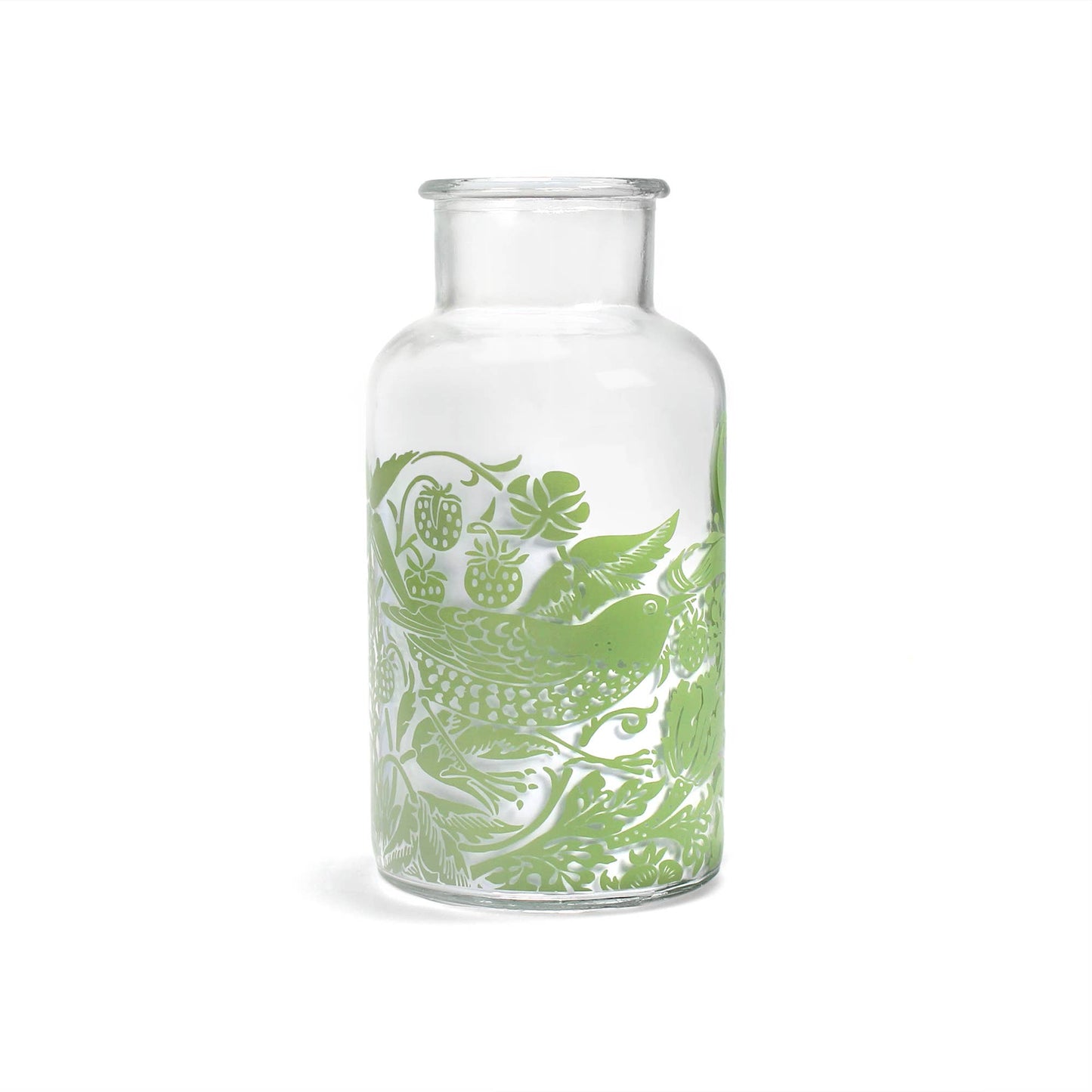 Glass Vase William Morris Strawberry Thief Sage Green