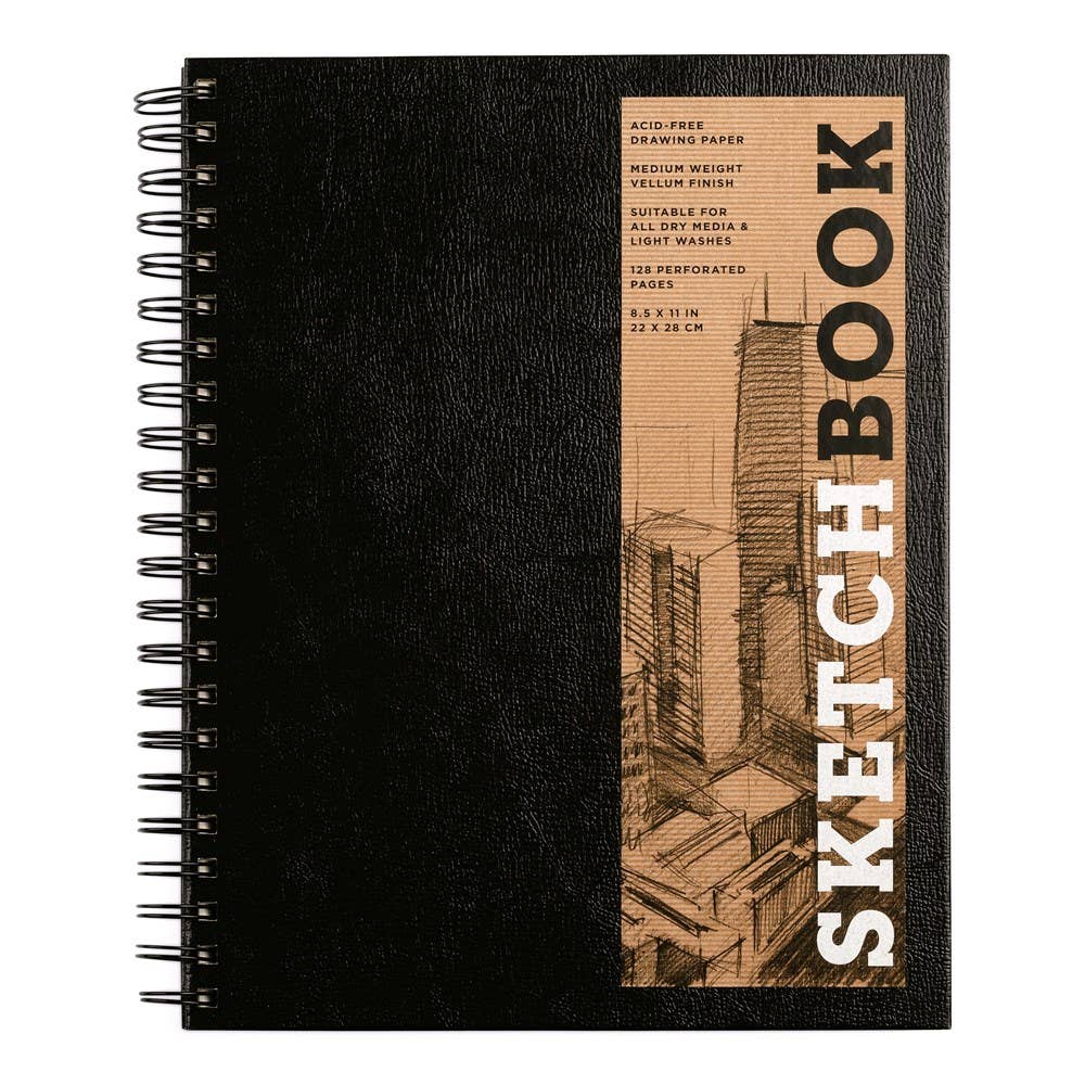 Large Sketchbook 8.5 x 11"- Spiral Hardcover (Black)