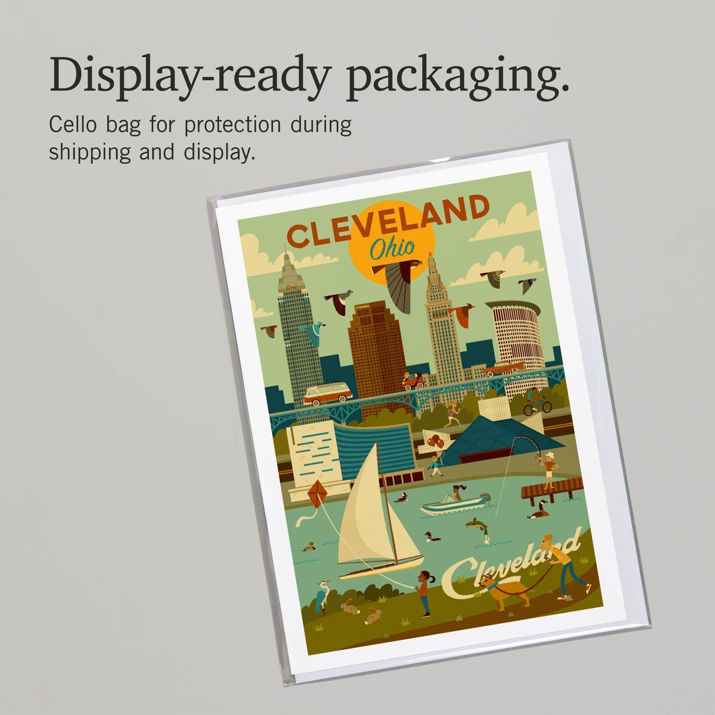 GREETING CARD Cleveland, Ohio, Geometric, Downtown