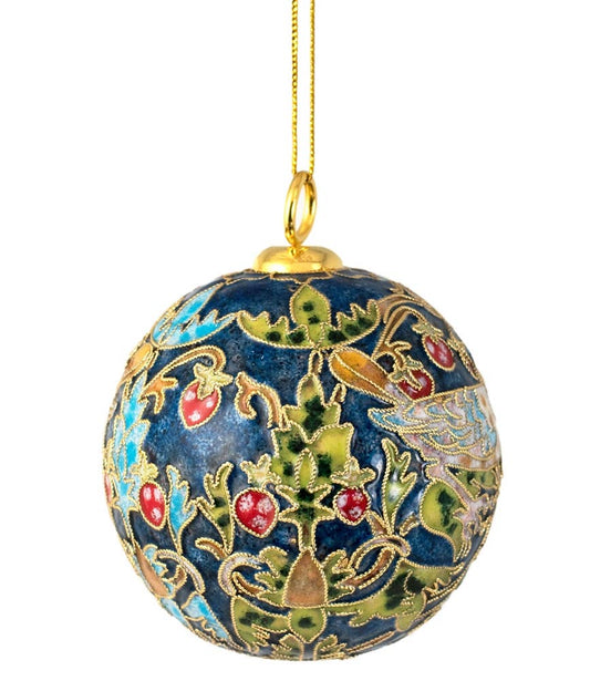 Cloisonne William Morris Strawberry Thief Ball Ornament
