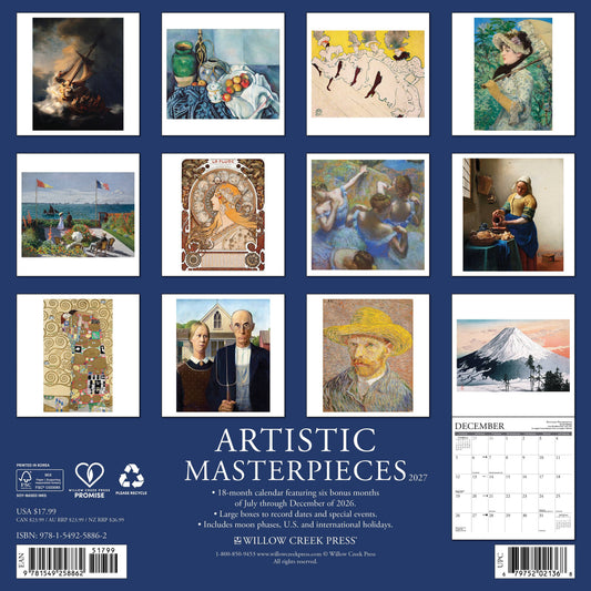 Artistic Masterpieces 2027 12" x 12" Wall Calendar