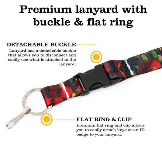 Van Gogh Poppies Premium Lanyard - with Buckle and Flat Ring - Made in the USA