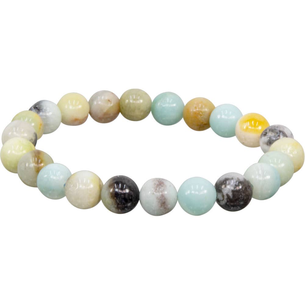 Elastic Bracelet 8mm Round Beads - Mixed Amazonite (Each)