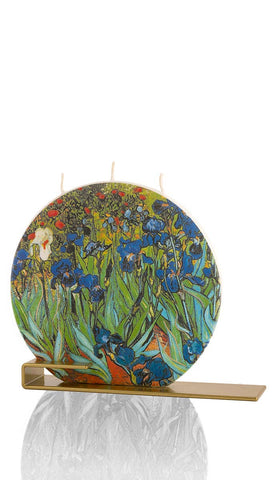 Flat Hand-Crafted 6" Circle Candle Vincent van Gogh Irises