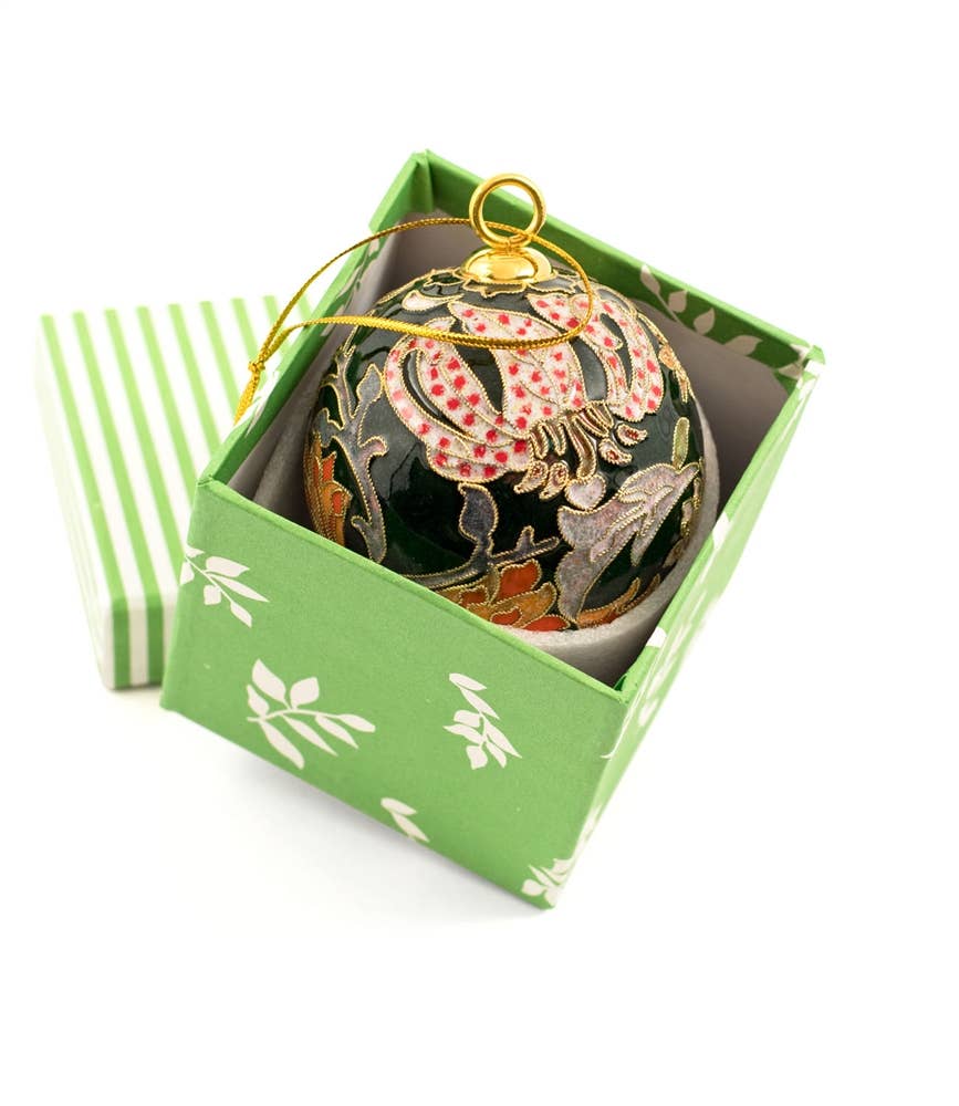 Cloisonne William Morris Golden Lily  Ball Ornament
