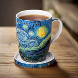 Van Gogh 'Starry Night' Tea Mug w/ Infuser & Lid