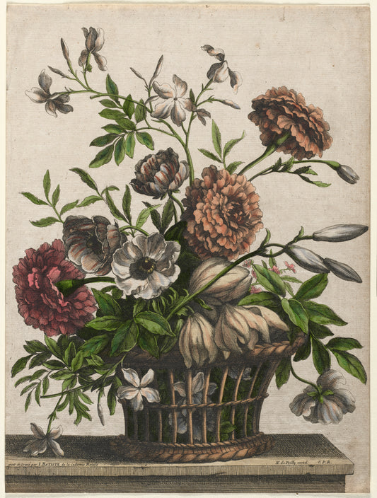 Marigolds, Single Anemone, Jasmine, c. 1680-95. Jean-Baptiste I Monnoyer 5x7 Notecard