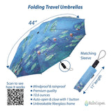 RainCaper Monet Water Lilies Folding Travel Umbrella