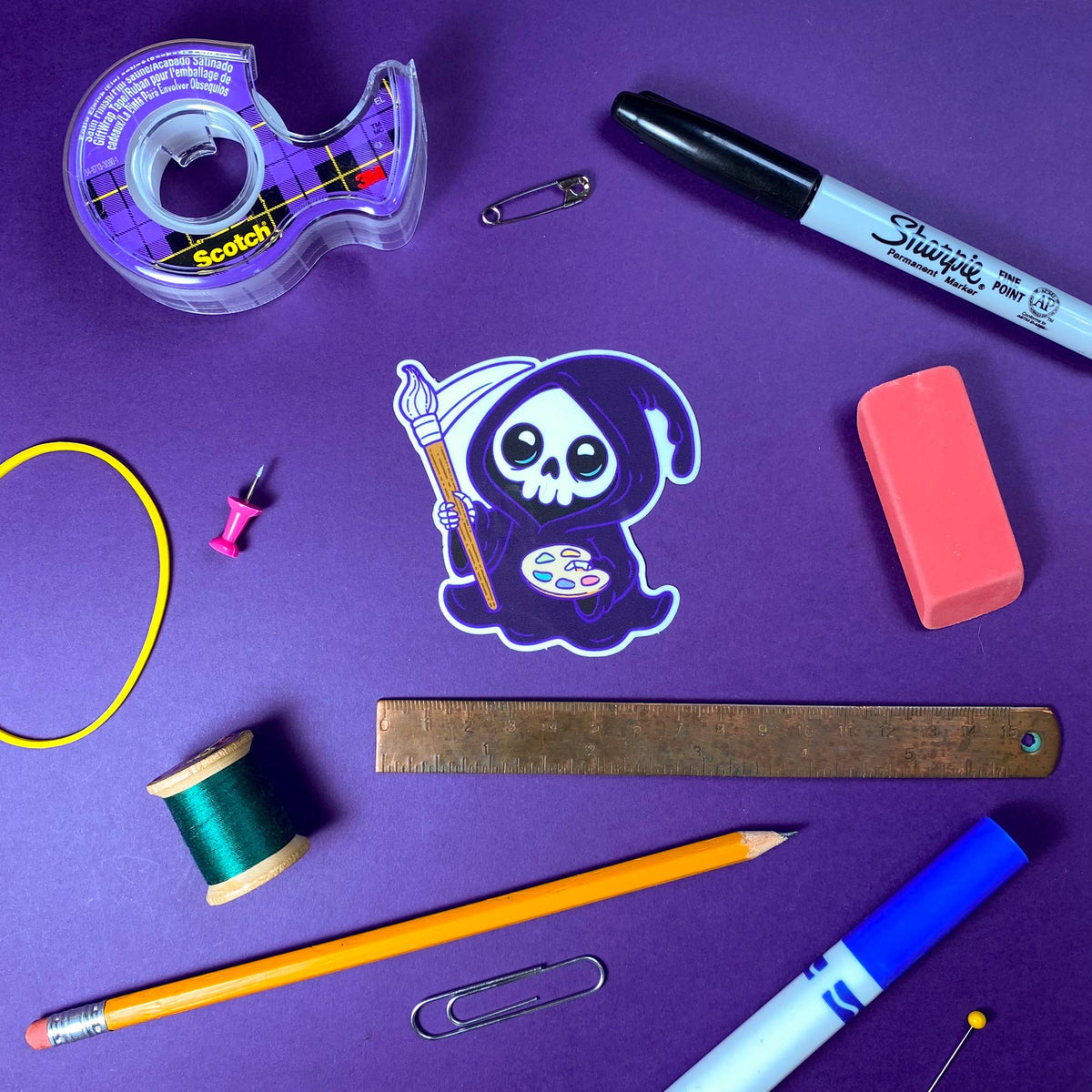 Paint Reaper Sticker | Goth Art Accessories for Artists