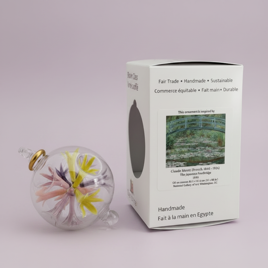 Blown Glass Ornament - Monet: The Japanese Footbridge