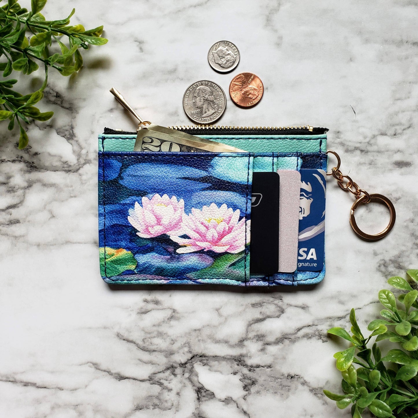 Water Lily Keychain Wallet