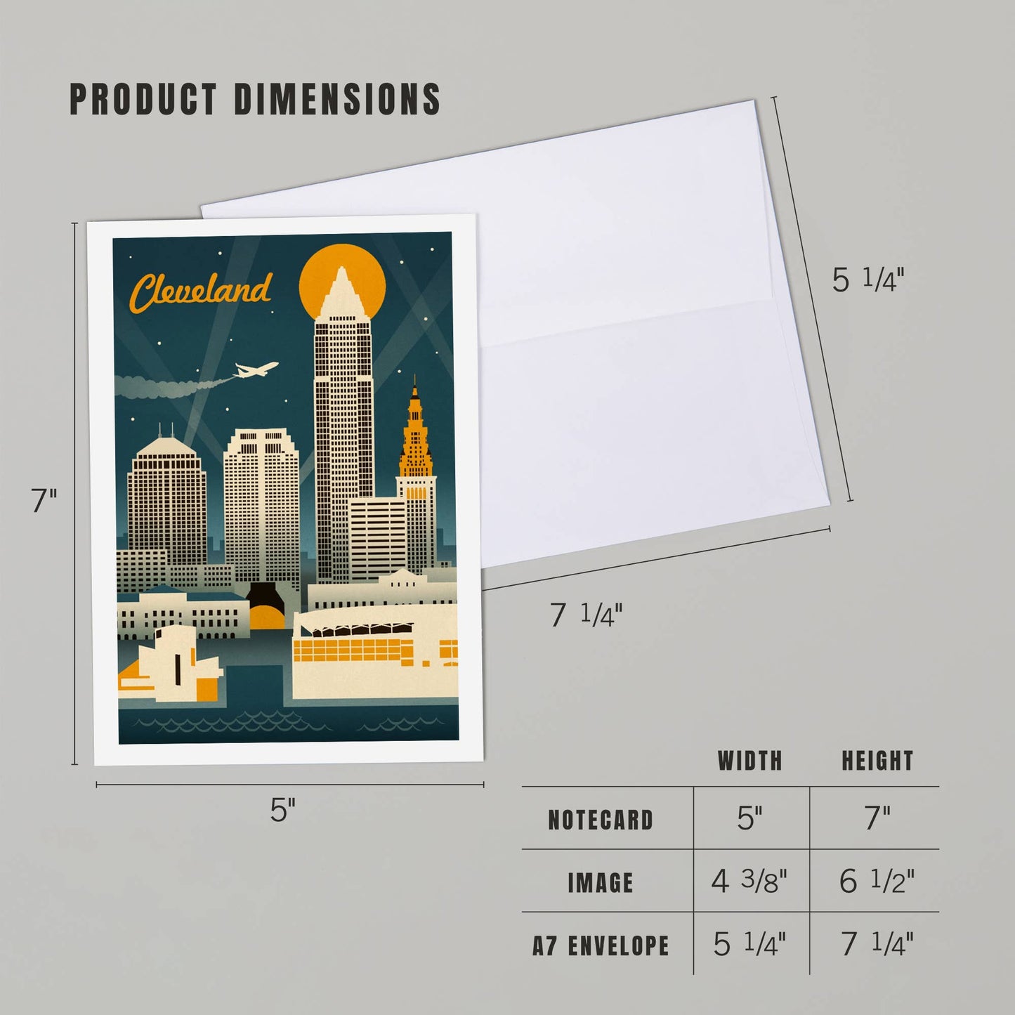 GREETING CARD Cleveland, Ohio, Retro Skyline