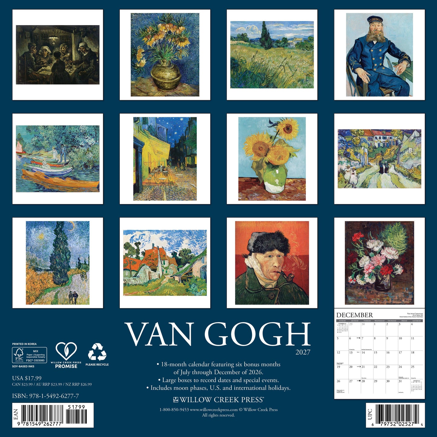 Van Gogh 2027 12" x 12" Wall Calendar