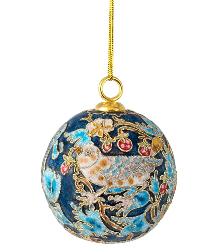 Cloisonne William Morris Strawberry Thief Ball Ornament