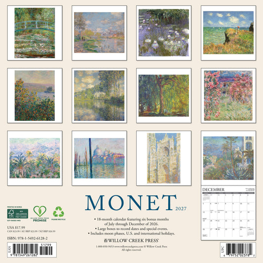 Monet 2027 12" x 12" Wall Calendar