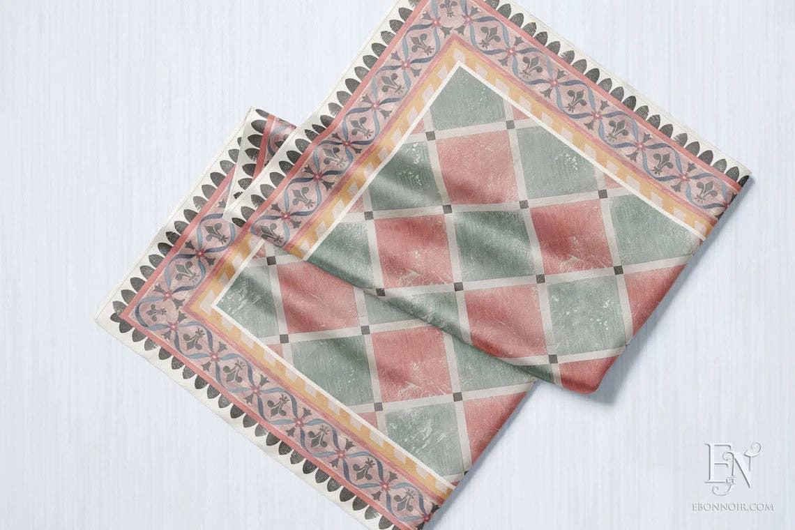 Palazzo Della Leonessa Frescoed Harlequin, Luxurious Square Scarf/Wrap/Boho Shawl, Made to Order, Handmade and Cruelty-Free