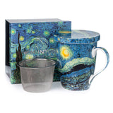 Van Gogh 'Starry Night' Tea Mug w/ Infuser & Lid