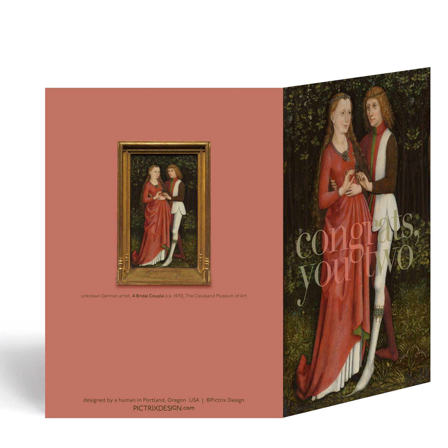 "Congrats, you two" Bridal Couple Wedding Card