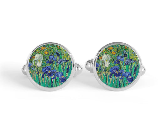 Van Gogh Iris Cuff Links | Art Jewelry | Silver Plate