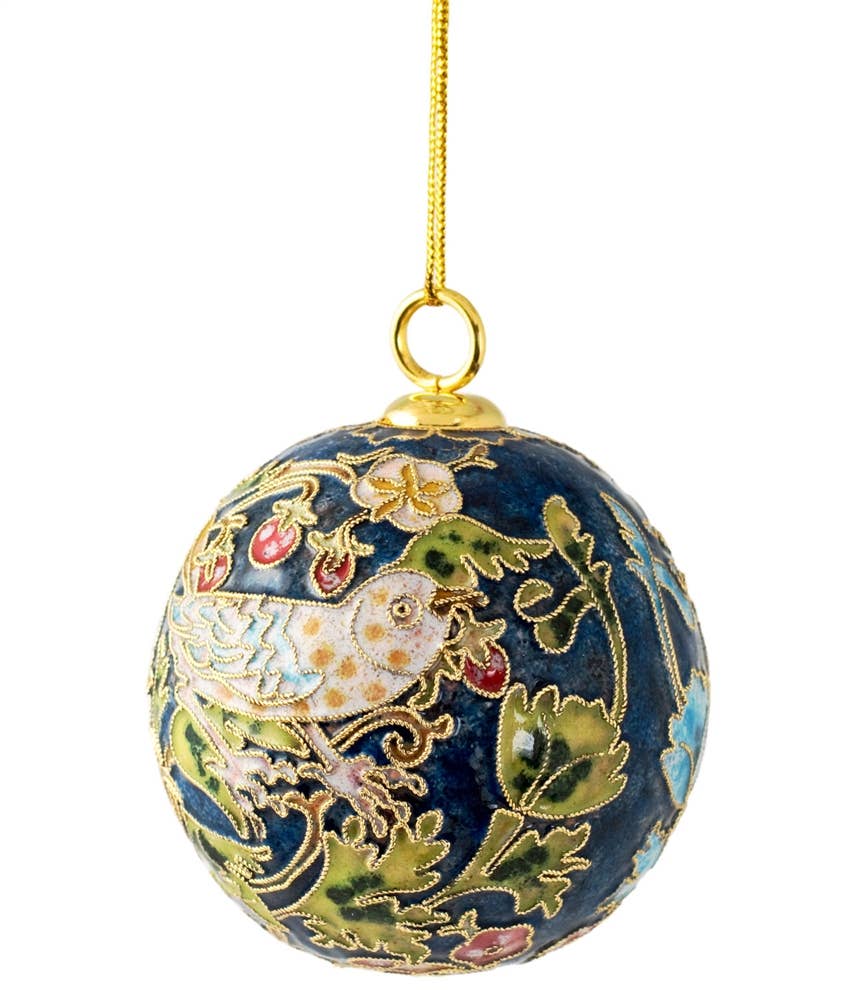 Cloisonne William Morris Strawberry Thief Ball Ornament