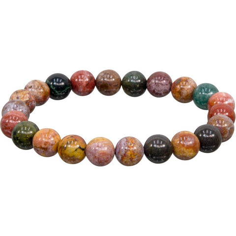 Elastic Bracelet 8mm Round Beads - Ocean Jasper (Each)