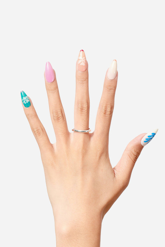 HENRI MATISSE SNOW FLOWERS -  ALMOND PRESS-ON NAILS