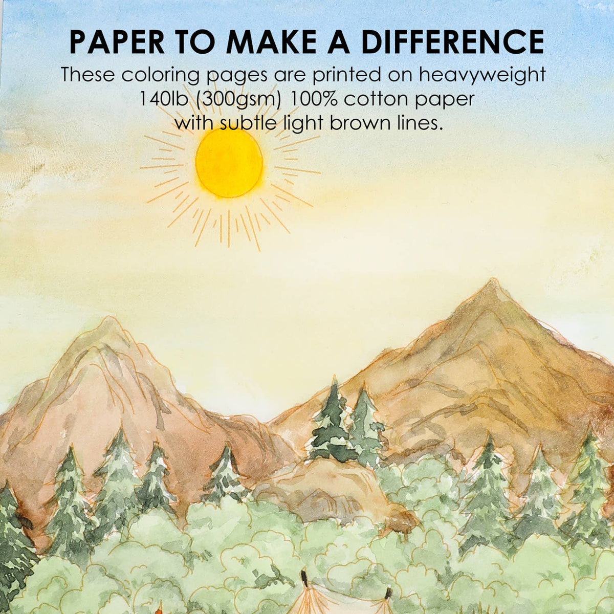15 Sheets 140LB Landscape-Themed Watercolor Coloring Book