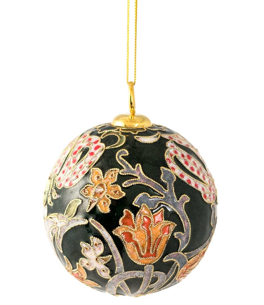 Cloisonne William Morris Golden Lily  Ball Ornament