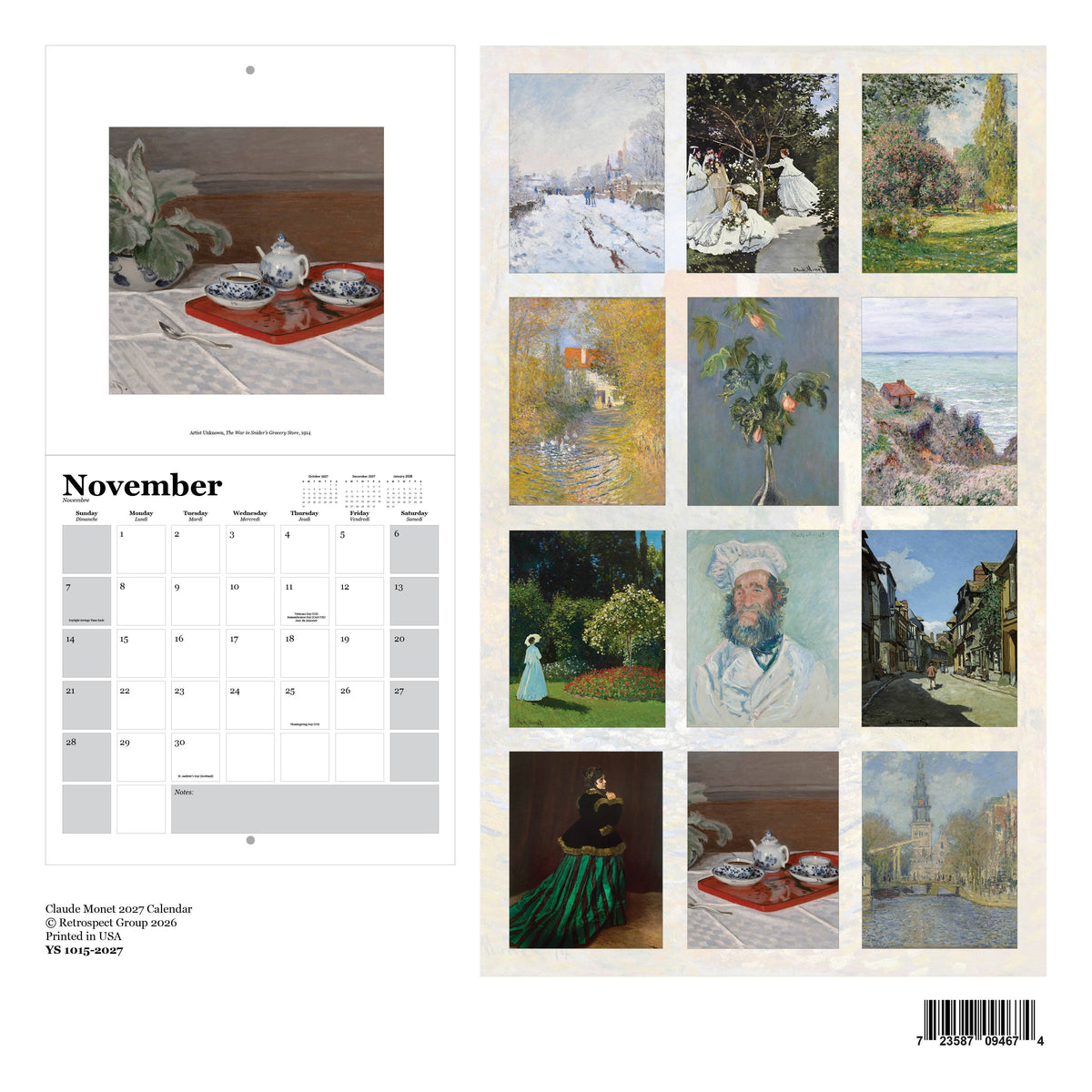 Claude Monet Wall Calendar 2027