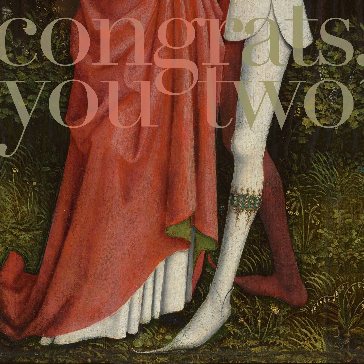 "Congrats, you two" Bridal Couple Wedding Card