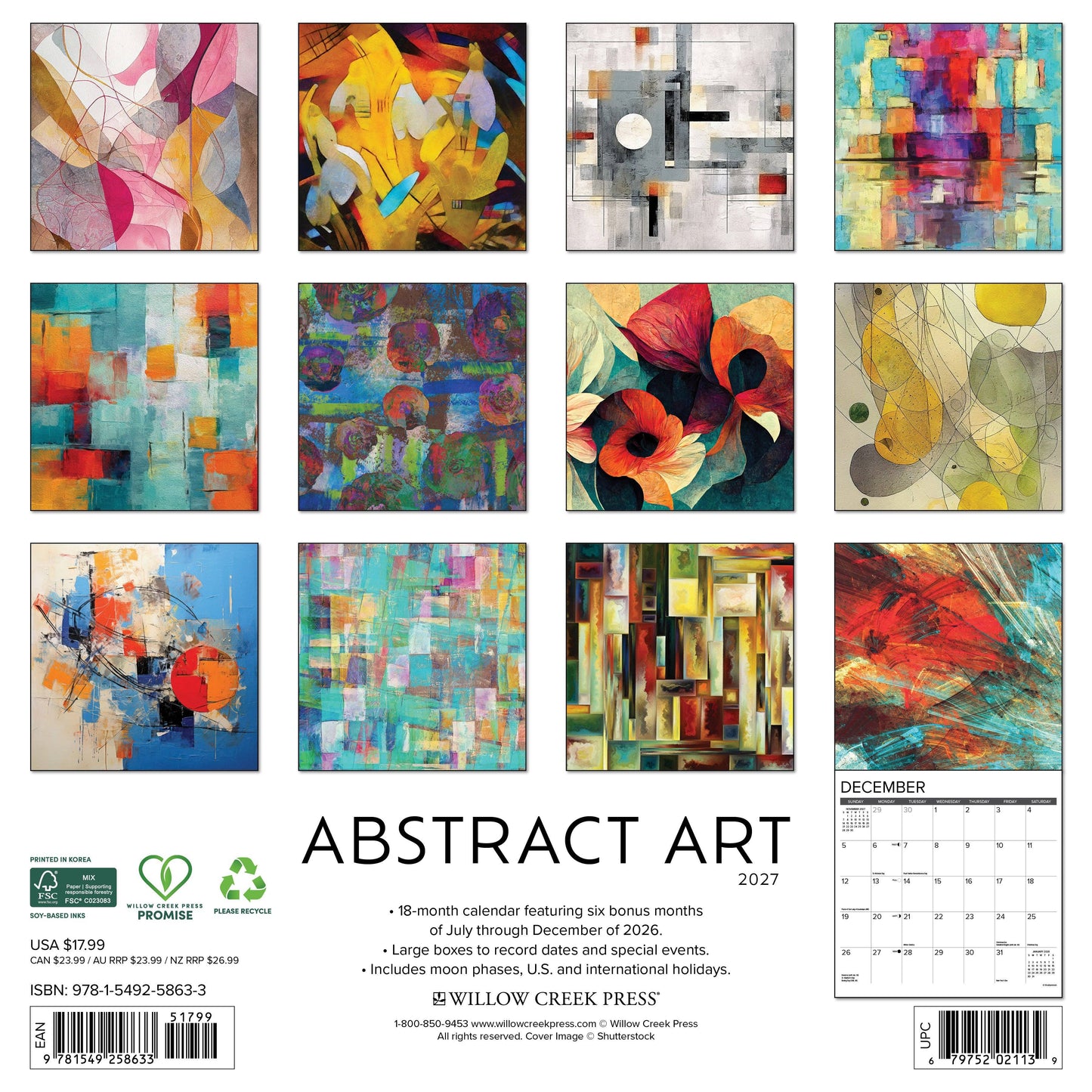 Abstract Art 2027 12" x 12" Wall Calendar