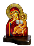 Handmade Orthodox shrine of Our Lady, Byzantine | Hanging Wood Plaque